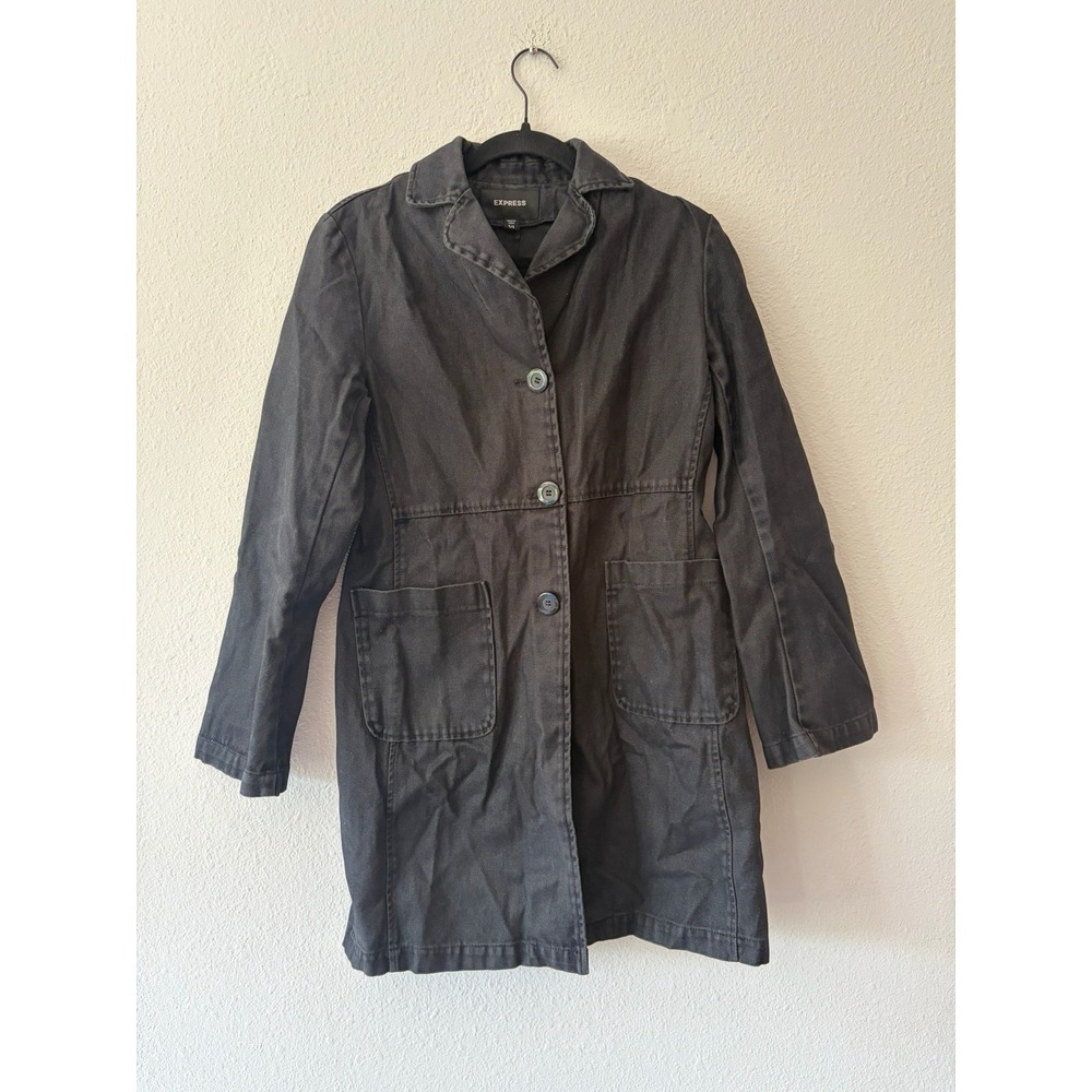 Vintage Express Canvas Washed Black Women's Jacket Single Breast Size 5/6